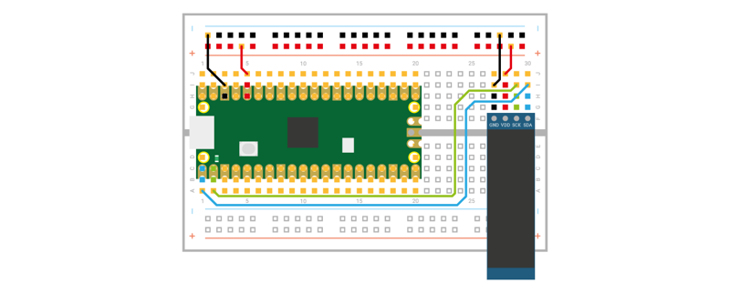 Figure 10-2: Wiring up a 0.91" SSD1306 module for I2C