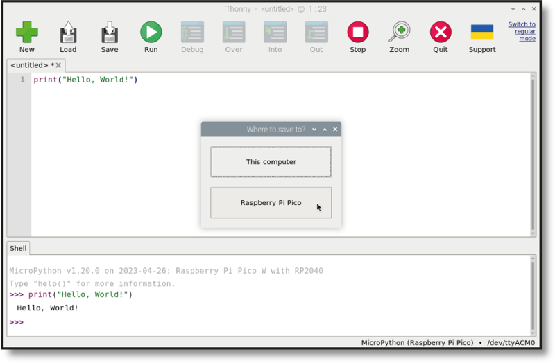 Figure 2-3: Saving a program to Pico