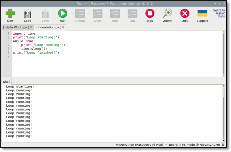 Figure 2-5: An infinite loop, which keeps going until you stop the program