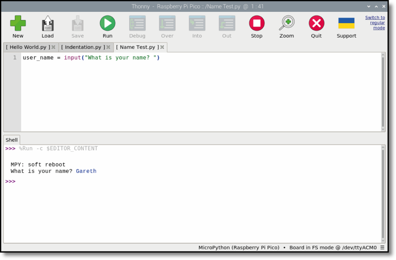 Figure 2-6: The input function lets you ask a user for some text input