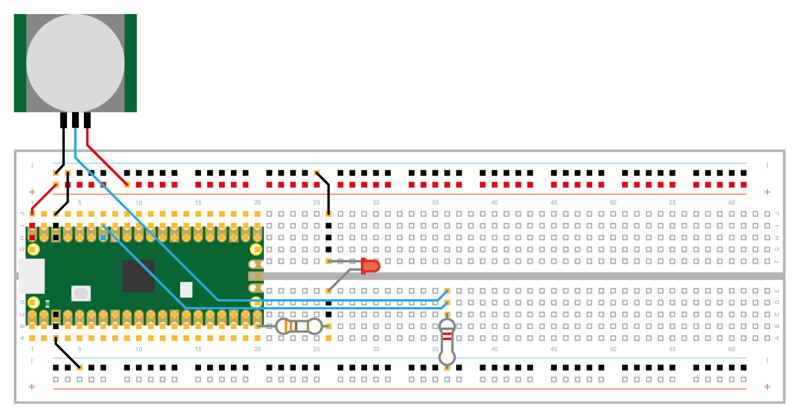 Figure 7-2: Adding an LED to the burglar alarm