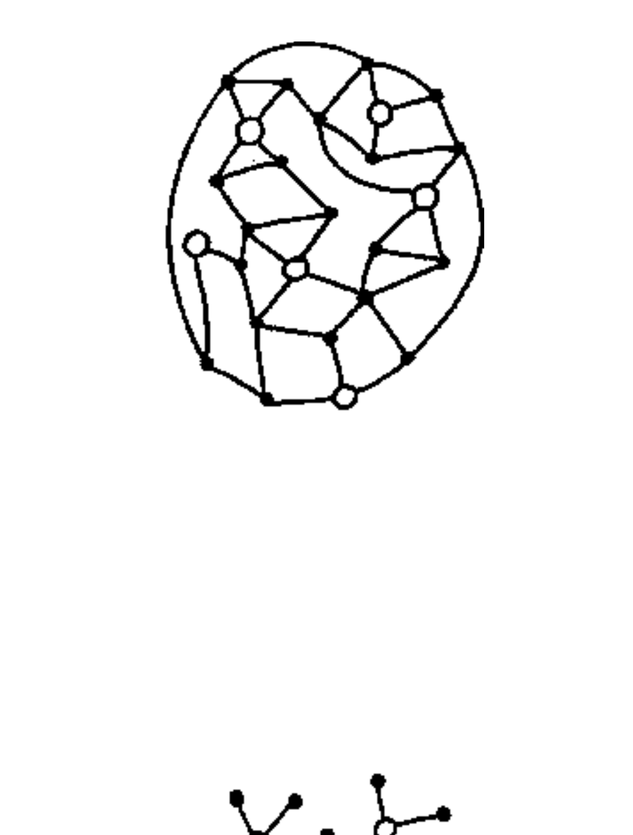 Ice Cream Vans Solution: the same map with the six van corners marked as open circles, plus the six starting groups the map was built from.